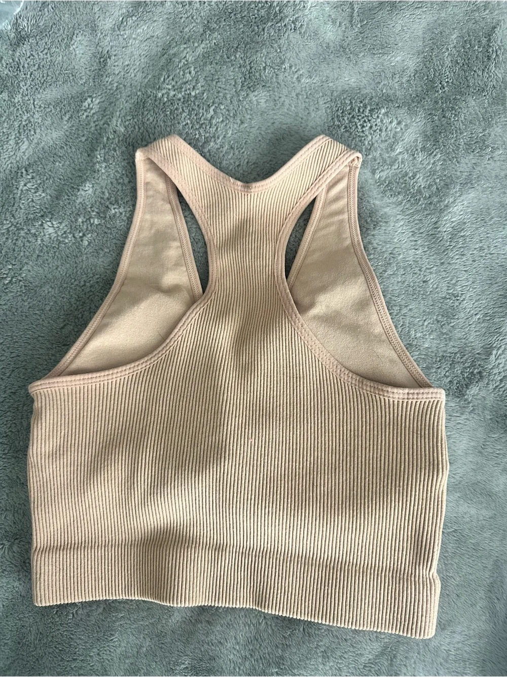 NWT 2 Zenana Outfitters Racerback Crop Top in Beige & Blue Straight Strap V Neck - Picture 4 of 12